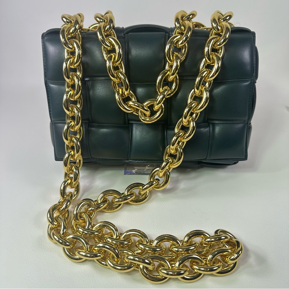 NEW Bottega Veneta Cassette Chain Bag Padded Maxi Intrecciato Leather Inkwell - Picture 12 of 16